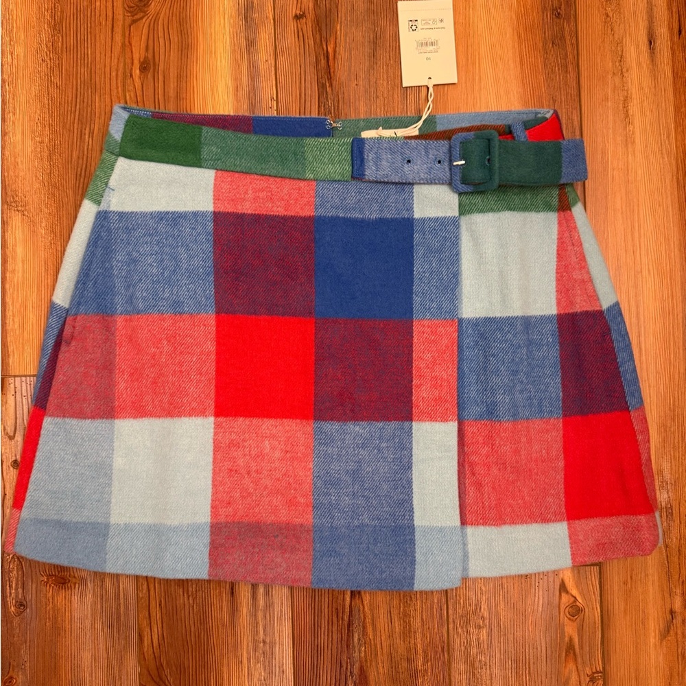 Colorful Checkered Mini Skirt with Belt